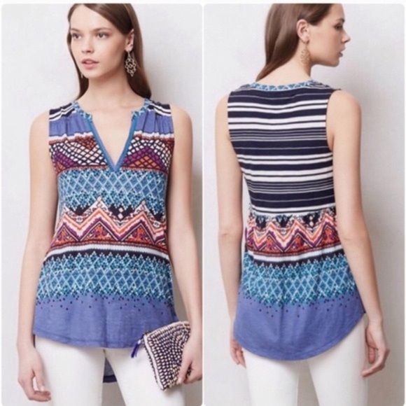 Anthropologie meadow rue mixed pattern boho top M - Picture 1 of 6